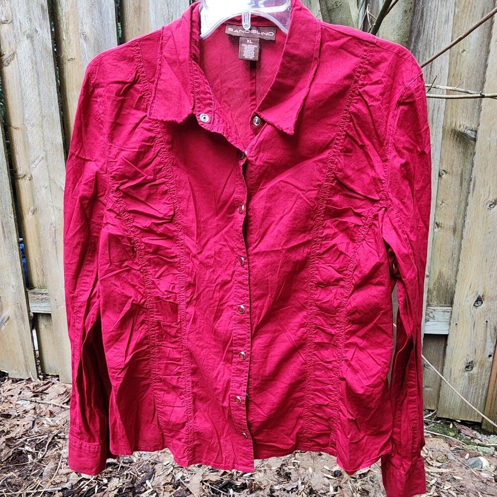 EUC Red XL Bandolino Long Sleeve button Cotton shirt (runs small)